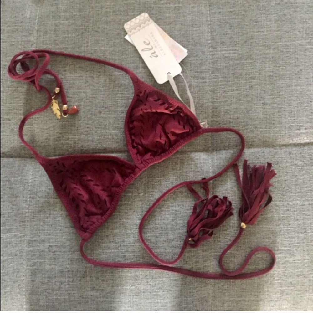 Ale By Alessandra Cut Out Suede Bikini Top NWT